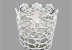 hand knit lace candle cup cover glass holder made by crochet